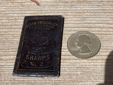 VTG Antique Package John English Sewing Quilting Needles Gold Eye Sharps No. 2 Cover