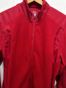 Men's PGA Tour Size Medium Black Zip Up Polyester Fleece Jacket Red - Picture 1 of 8