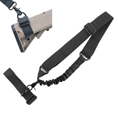 Tactical Single Point Bungee Rifle Gun Sling with D Ring Buttstock Sling Adapter - Image 1 of 4
