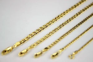 Collar pulsera de eslabón de cadena cubana de oro amarillo de 10 K de 2,5 mm-7 mm bordillo 7"" -30"" hueco - Imagen 1 de 8
