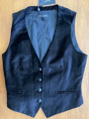 Rag & Bone Black Priya Velvet Vest size 4 NWT - Image 1 of 4