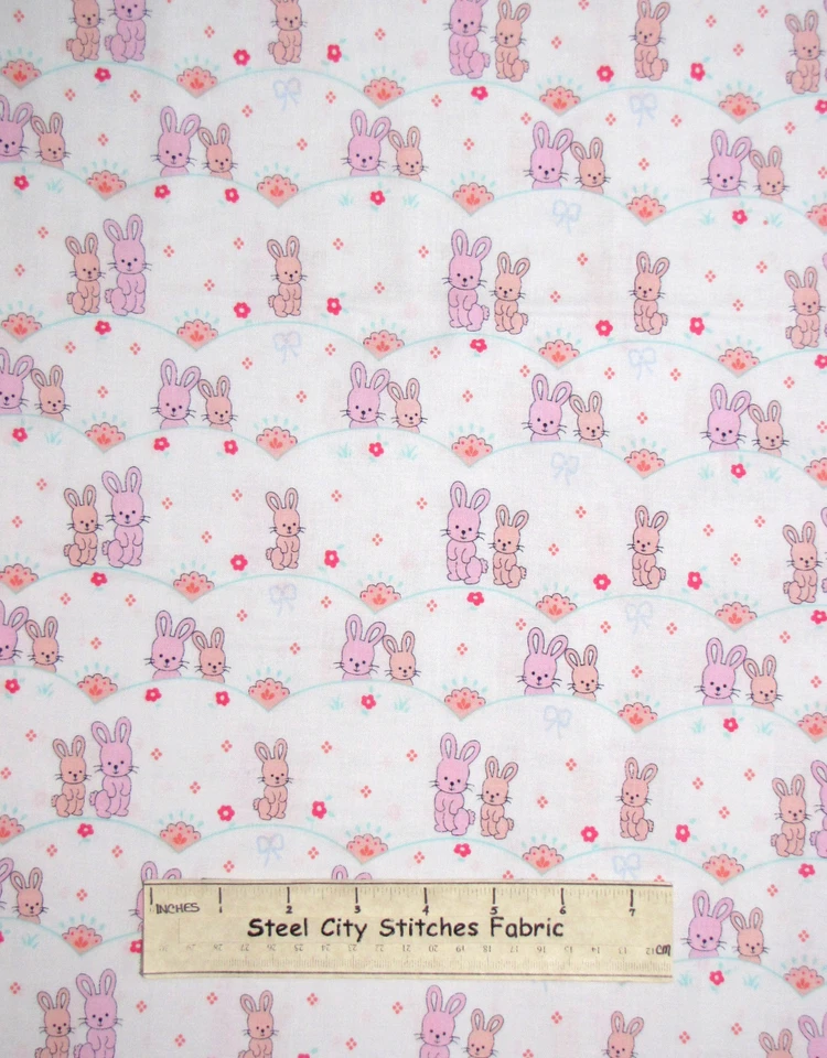 Bunny Rabbit Baby Girl Nursery Bunnies Cotton Fabric Michael Miller #CR6157 YARD - Image 1 of 1