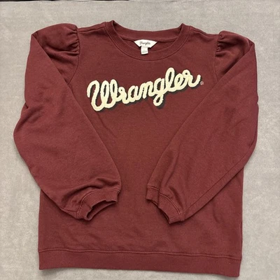 Wrangler девочек Puff рукав бордовый классический логотип ворота толстовка большой - Изображение 1 из 4