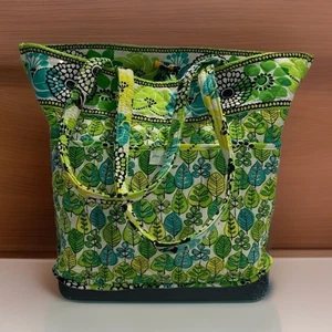 Vera Bradley XLarge Get Carried Away Schultertasche limette & türkis Blätter Beuteltasche - Bild 1 von 17
