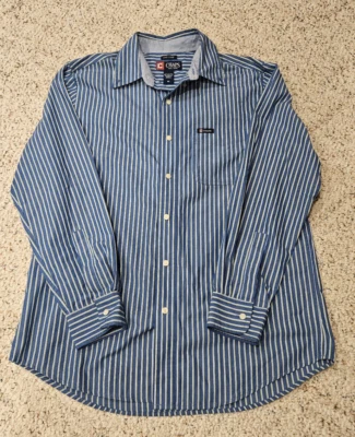 Camisa de hombre a rayas con botones, azul, rara vez usada, mediana, 100 % algodón, desde 4080 Foto 1 de 4