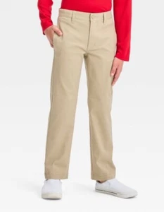 Boys' School Uniform Straight Fit Stretch Chino Pants Vintage Khaki size 4,5 - Picture 1 of 4