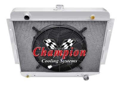 Radiador de 4 filas KR Champion con ventilador de 16" para motor Dodge Ramcharger V8 1974-1978 Foto 1 de 4