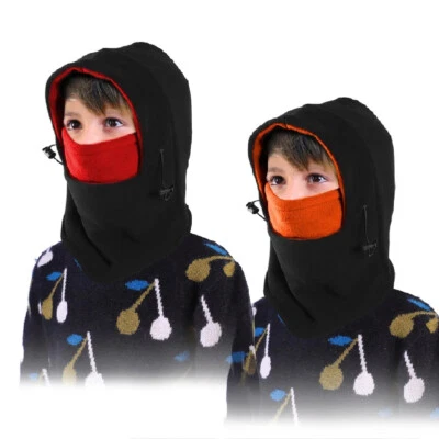 Paquete de 2 mascarillas faciales de esquí a prueba de viento polar de pasamontañas para niños calentador de cuello de invierno capucha Foto 1 de 4