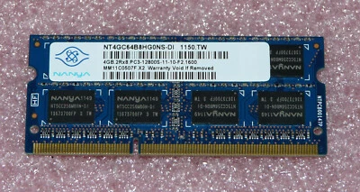 4GB 2Rx8 DDR3 RAM PC3-12800S-11-10-F2 Nanya 1600MHz Notebook Arbeitsspeicher - Bild 1 von 2