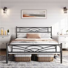Metal Platform Bed Frame with Cloud-inspired Design Headboard for Home Furniture