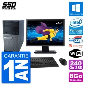 Pc Tour Dell 9020 Schermo 22" Pentium G3220 Ram 8Go Ssd 240Go Windows 10 Wifi - Foto 1 di 8