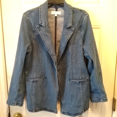 Blazer vaquero Wynne Denim para mujer talla L línea A 1 botón nuevo sin etiquetas bolsillos co2012 Foto 1 de 4