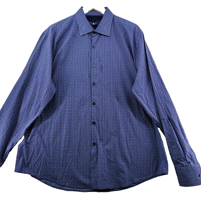 Stone Rose Men's Size 6 Blue Geometric Cotton Long Sleeve Casual Shirt - Image 1 of 4