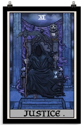 Póster de cartas del tarot de la justicia parca gótica Halloween gótico decoración del hogar arte de pared Foto 1 de 2