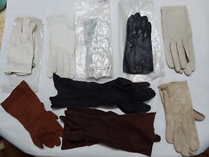Vtg  LADIES SHORT & LONG GLOVES LEATHER LOT of 9 Pair  1950's W Germay France