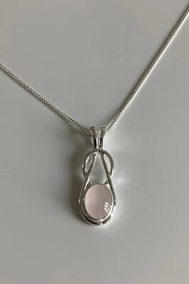 Brand New 925 Sterling Silver Rose Quartz Celtic Pendant Necklace - Image 1 of 3