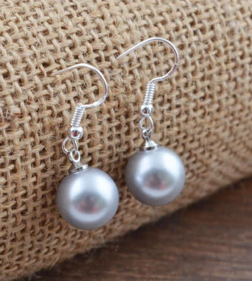 Pretty New Silver Fashion Jewelry Light Silver Gray Pearl Dangle Drop Earrings  - Image 1 of 2