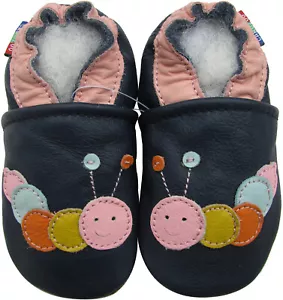 carozoo caterpillar blue outdoor rubber sole leather shoes up to 4 years old - Picture 1 of 2