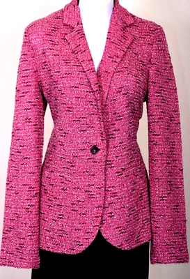 Chaqueta para mujer ST.JOHN tweed rosa plata negra talla 14 Foto 1 de 4