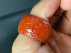 Unique Tibetan Pure Natural Agate Hand-Carved *Fret* Ring A14