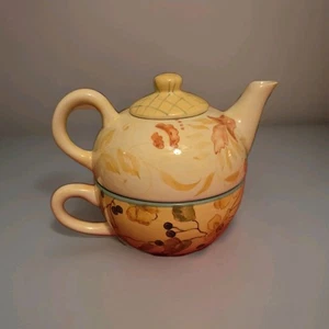 Té pintado a mano Tracy Porter para una olla y taza apilables con diseño de cardo - Imagen 1 de 7