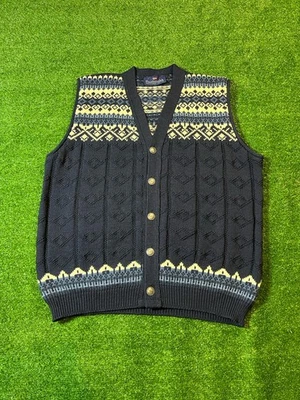 De Colección Nordstrikk Lana Fair Isle Suéter Chaleco Azul Marino Adulto L Hecho en Noruega Botón Foto 1 de 4