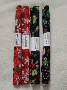 LOT OF 4 CHRISTMAS COTTON PRINT FABRIC FAT QUARTER BUNDLES - Picture 1 of 2
