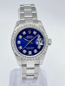 Rolex Datejust Ladies 26mm 179160 Blue Diamond Dial & Diamond Bezel Box Papers - Picture 1 of 15