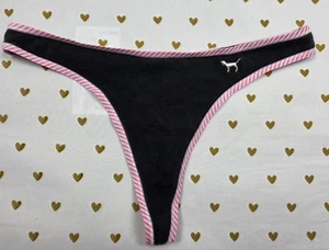 VTG Victorias secret pink classic cotton candy stripe thong panty medium y2k - Picture 1 of 7