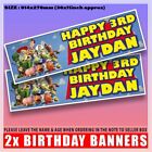 2 PERSONALISED TOY STORY BIRTHDAY BANNER BANNERS WOODY BUZZ ANY NAME AGE 36x11"