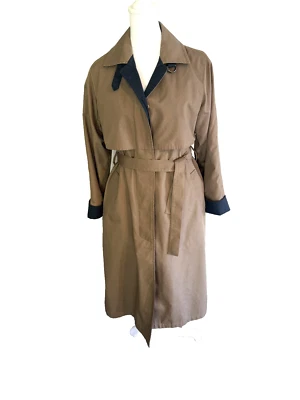 Винтажный London туман хаки желтовато-коричневый черный съемный вкладыш подпоясанный Тренч женщин 4P - Изображение 1 из 4