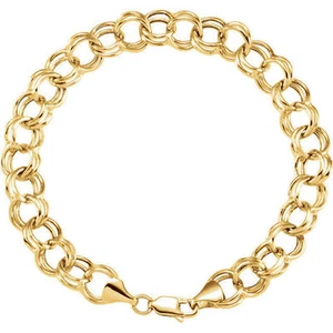 Brazalete de doble eslabón de 5,7 mm 7,25" en oro amarillo 14 K - Imagen 1 de 3