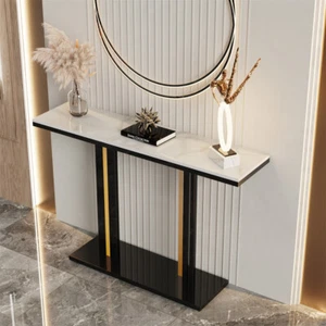 Real Marble Entryway Table Console Table Hallway Table Mini Bar Table White Blue - Picture 1 of 18