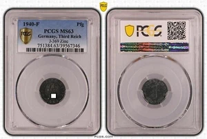 Third Reich 1 Pfennig 1940 F Prfr Brilliant Uncirculated PCGS MS63 52537 - Picture 1 of 1