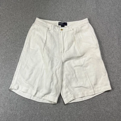 Pantalones Cortos Chinos Polo Ralph Lauren Para Hombre 30 Blanco Tyler Cortos Preppy Lino Botón Foto 1 de 4