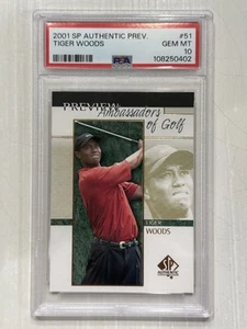 2001 SP Authentic Preview #51 Tiger Woods Rookie PSA 10 RC - Picture 1 of 2