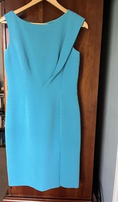 Vestido Teri Jon x Rickie Freeman Azul Talla 4 Sin Mangas Vaina Hasta la Rodilla Oficina Foto 1 de 4