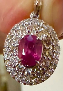 A Superb Unheated No Heat 1.21ct Burma Ruby & Diamond Pendant & GIA Certificate - Picture 1 of 18