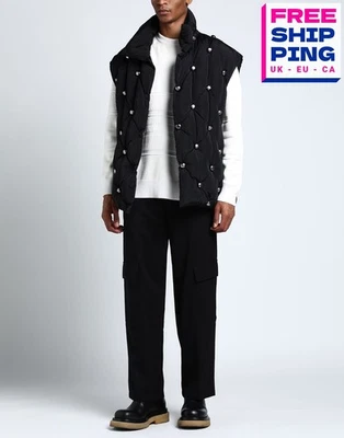 RRP€2450 DOLCE & GABBANA Down Puffer Gilet Size M Black Studded Made in Italy — 第 1/4 张图片