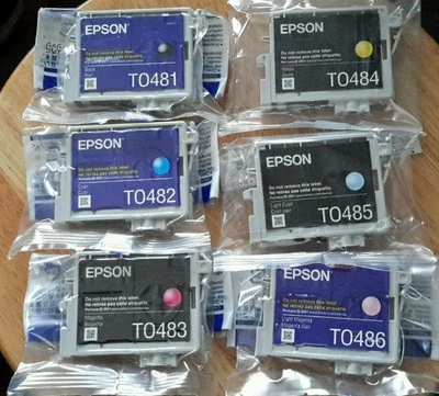 6 tintas originales Epson 48 T048 T0481-T0486_R200/220/300/320 RX500/600/620 Foto 1 de 2