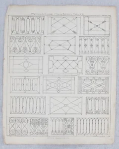 Design For Balcony Stair Landings Gates Cottingham Georgian Architectural Print - Picture 1 of 2