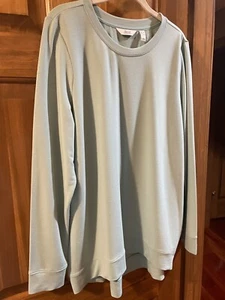 Denim & Co Comfort Zone Soft Blend French Terry Sweatshirt L Seafood Green New - Picture 1 of 5