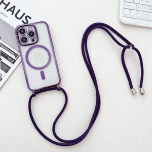 Funda de móvil con cadena para iPhone 16 Pro Max 15 14 13 12 imán Magsafe Cover - Imagen 1 de 18