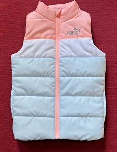 Puma Girls - Puffer Vest - Front Zipper - 2 Pockets - Pink & Blue - Size XS-5/6 - Picture 1 of 11