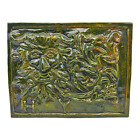 Handmade Signed Art Pottery Tile - 8x10 Large Dark Green 3D Old Man's Face