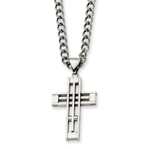 Chisel Stainless Steel Cross Pendant 22in Necklace 22" SRN311-22 - Picture 1 of 2