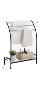 Freestanding Curved 3 Towels Stand with Shelf Chromed Metal - Picture 1 of 1
