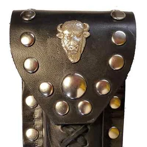 Buck 110 Leather Knife Case - Buffalo Head - Picture 1 of 2