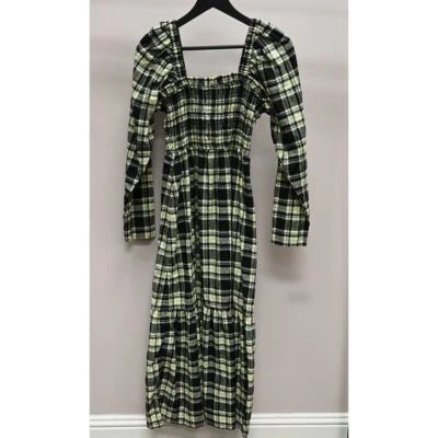 Ganni | Seersucker Plaid Midi Dress | Size 34 / Approx. US 2 - Image 1 of 4