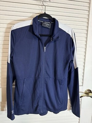 Holloway Size Large Women Blue White Zip Unlined Jacket Zip Pockets Stretch New - Image 1 of 4